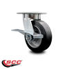 Service Caster 6 Inch Kingpinless Rubber on Aluminum Wheel Swivel Caster with Brake SCC SCC-KP30S620-RAR-SLB